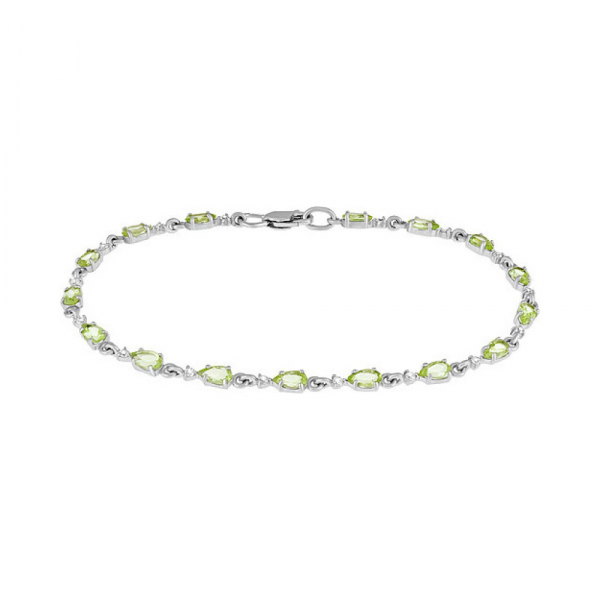 Серебряный браслет с хризолитом и фианитом № 134143