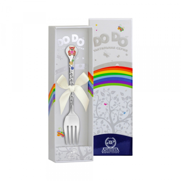 Вилка детская с малиновой эмалью