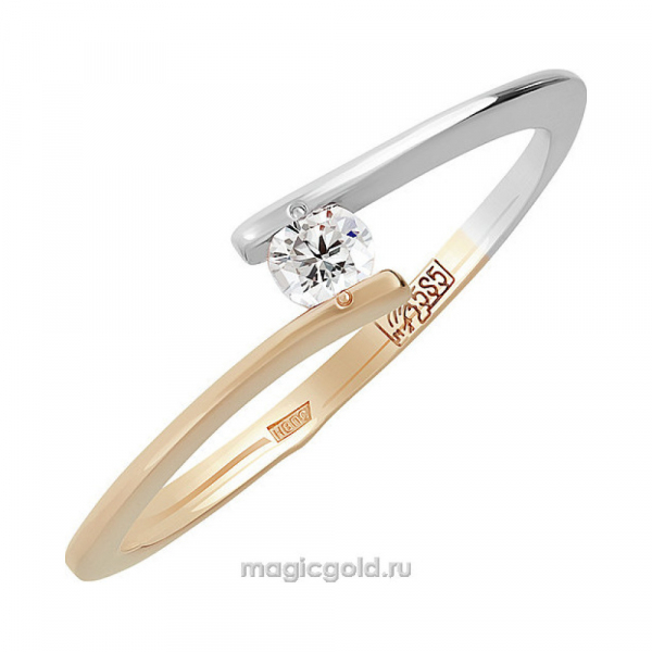 Золотое кольцо с бриллиантом № 111169