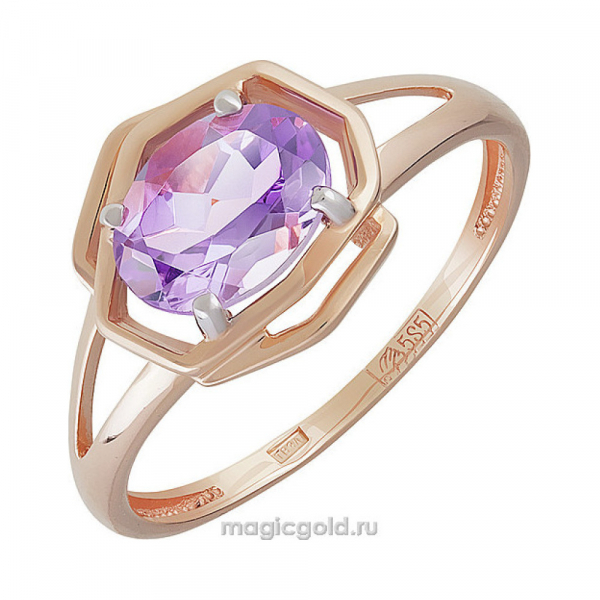 Золотое кольцо с аметистом № 159602