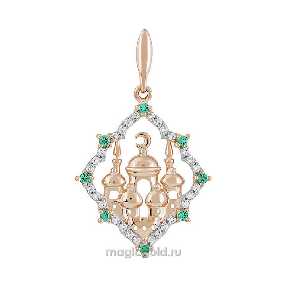 Золотая подвеска с фианитом № 136906