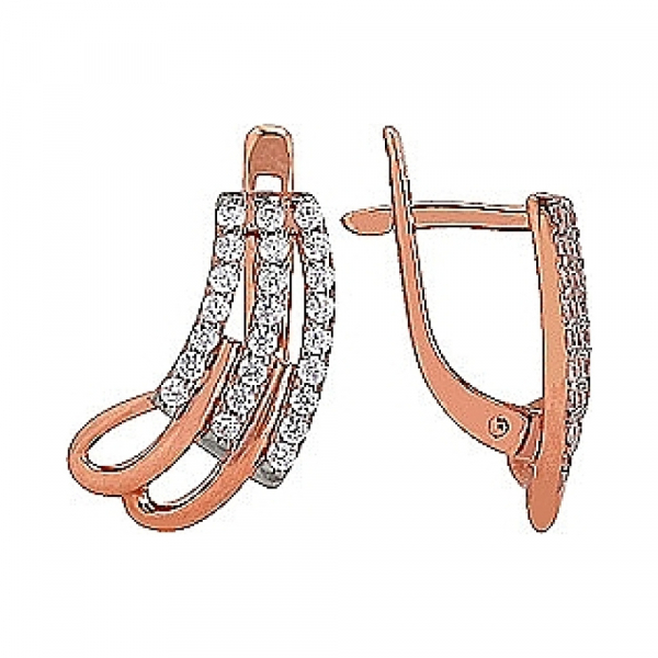 Золотые серьги с фианитом № 74147