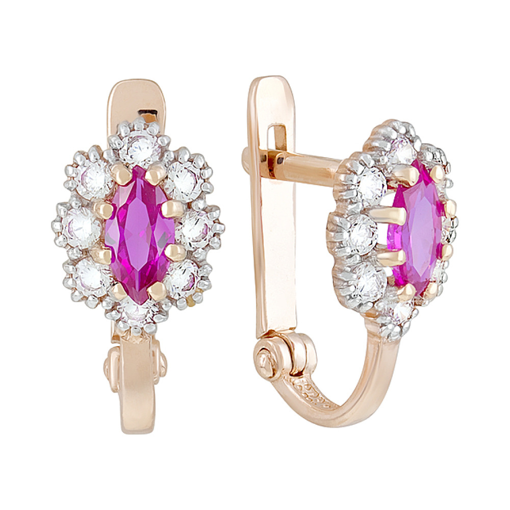 Золотые серьги с фианитами № 127456