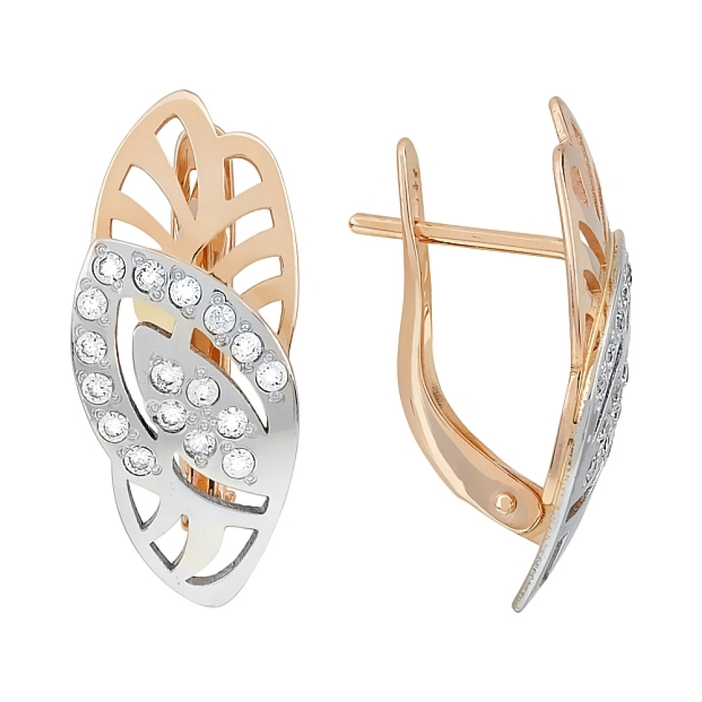 Золотые серьги с фианитами № 116199