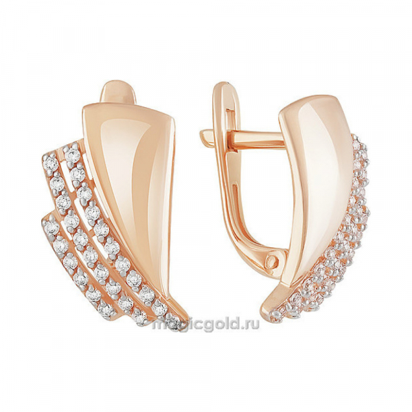 Золотые серьги с фианитом № 160787