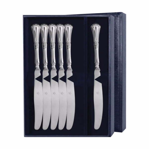 Набор десертных ножей Фаворит в футляре из серебра 925 пробы
