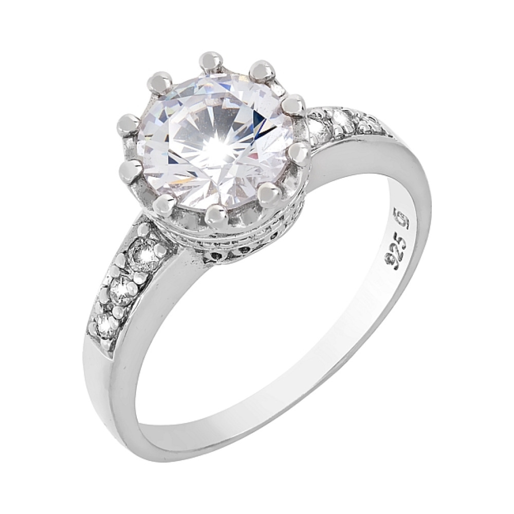 Серебряное кольцо с фианитом № 68300