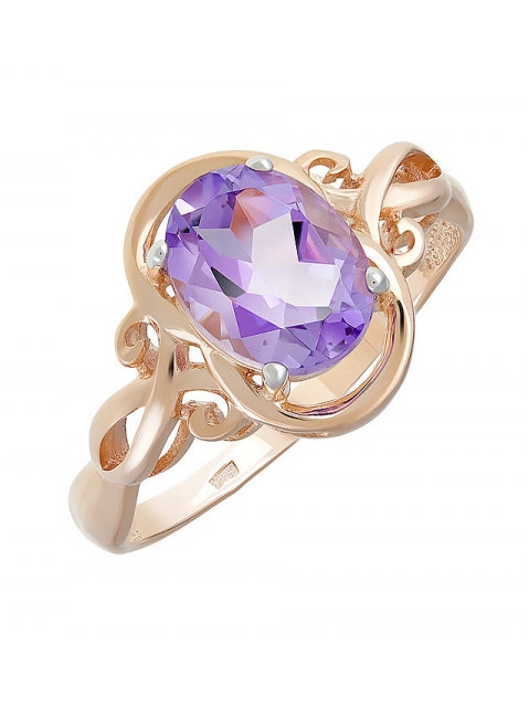 Золотое кольцо с аметистом № 124607