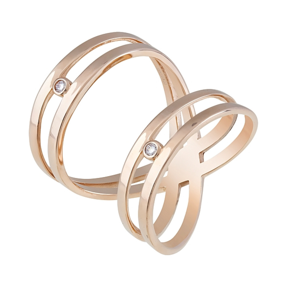 Золотое кольцо с фианитами № 121406