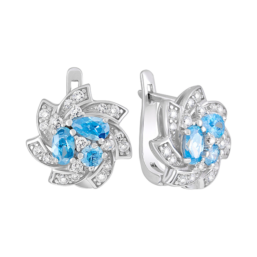 Серебряные серьги с фианитами № 127742