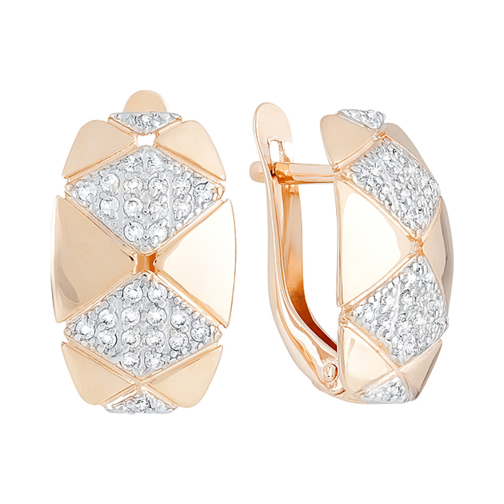 Золотые серьги с фианитом № 130015