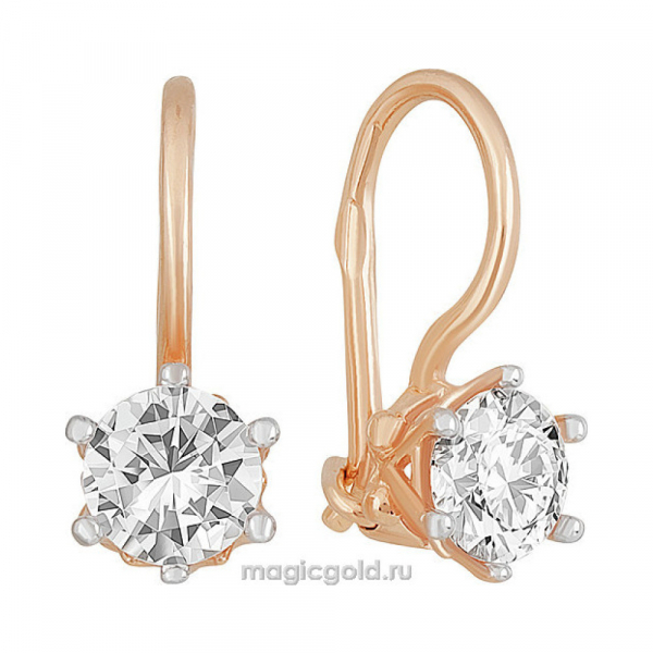 Золотые серьги с фианитом № 156409