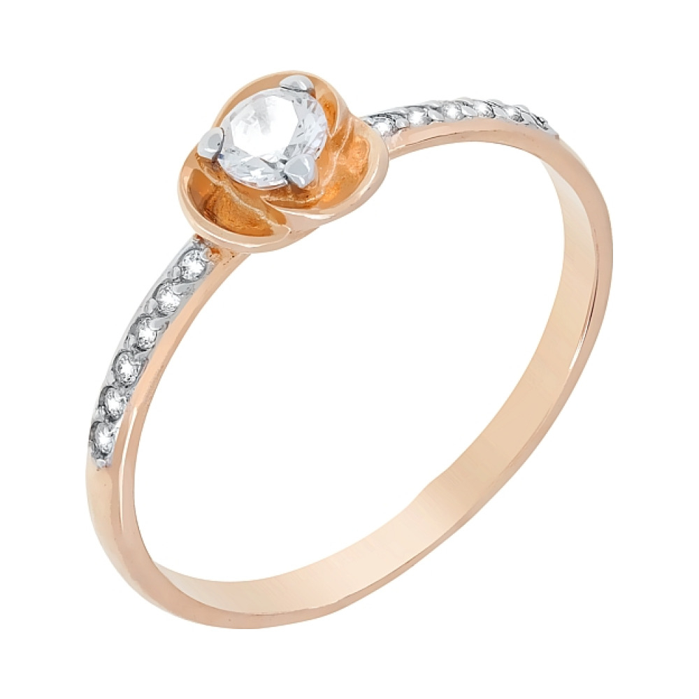 Золотое кольцо с фианитами № 107363