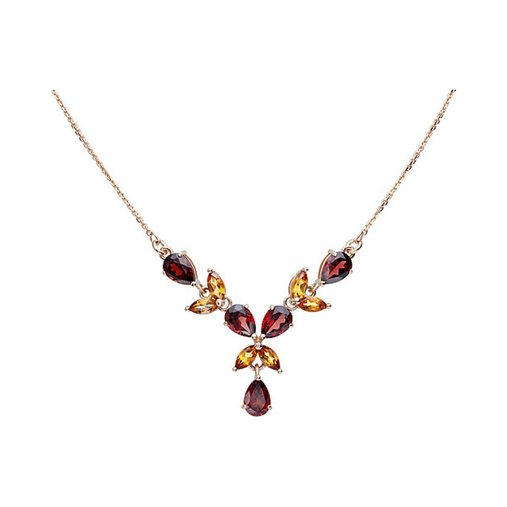 Золотое колье с полудраг. вставками № 127319