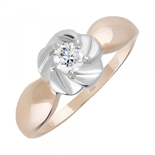 Золотое кольцо с фианитом № 128362