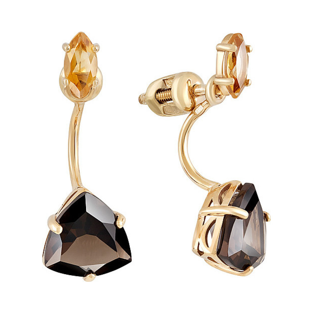 Пуссеты с полудрагоценными вставками  и золотым покрытием № 133055