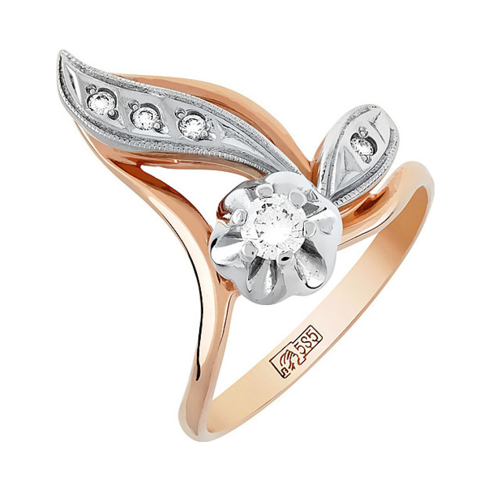 Золотое кольцо с бриллиантом № 4240