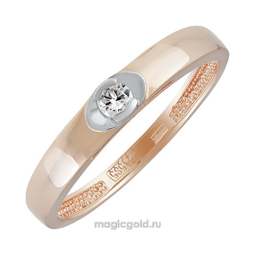 Золотое кольцо с бриллиантом № 161404