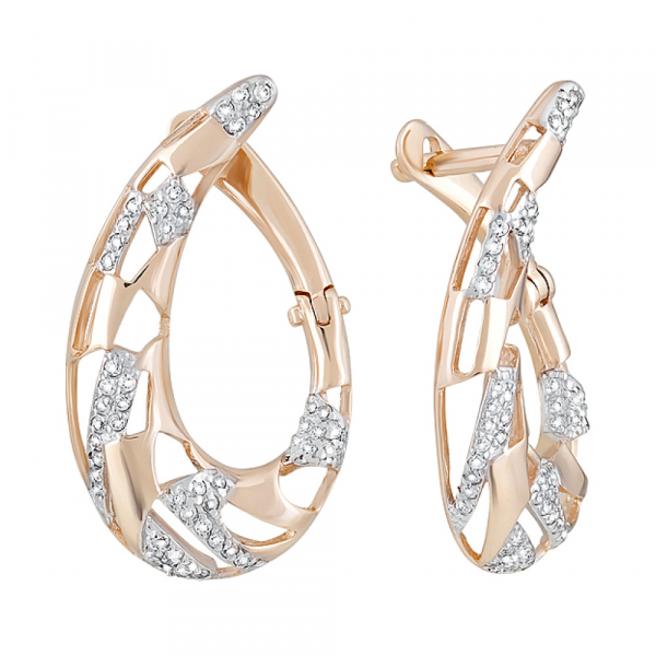 Золотые серьги с фианитами № 124169