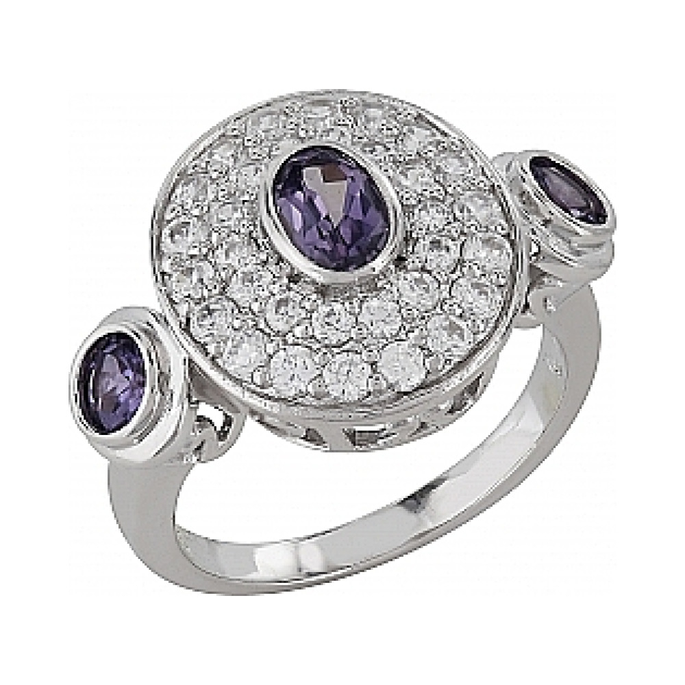 Серебряное кольцо с имитац. корунда и фианитом № 99928