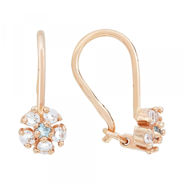 Золотые серьги с фианитом № 116742