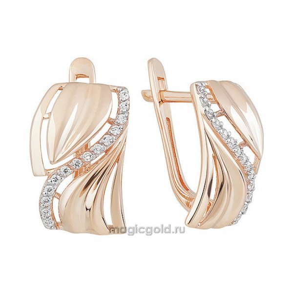 Золотые серьги с фианитом № 155914