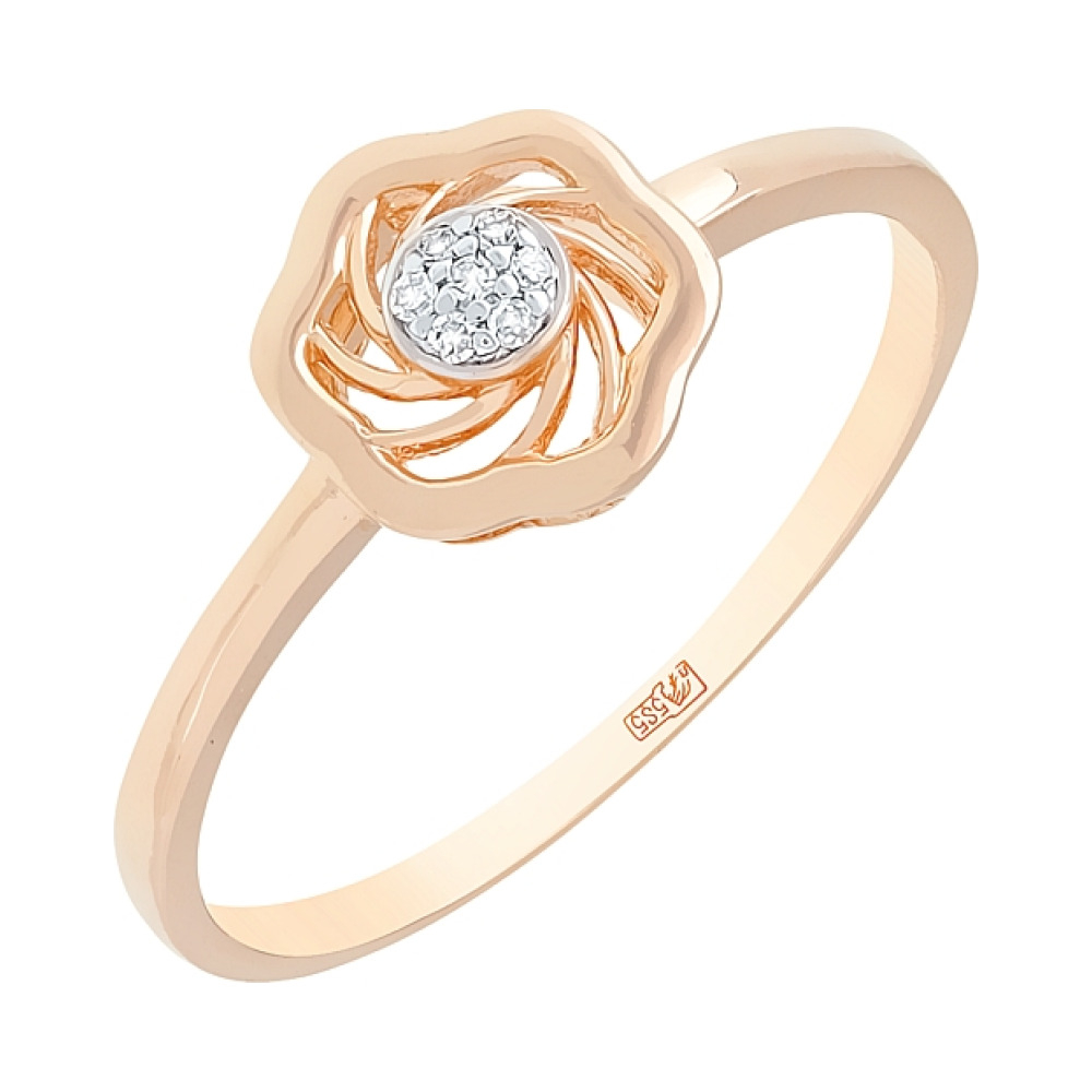 Золотое кольцо с бриллиантом № 113784