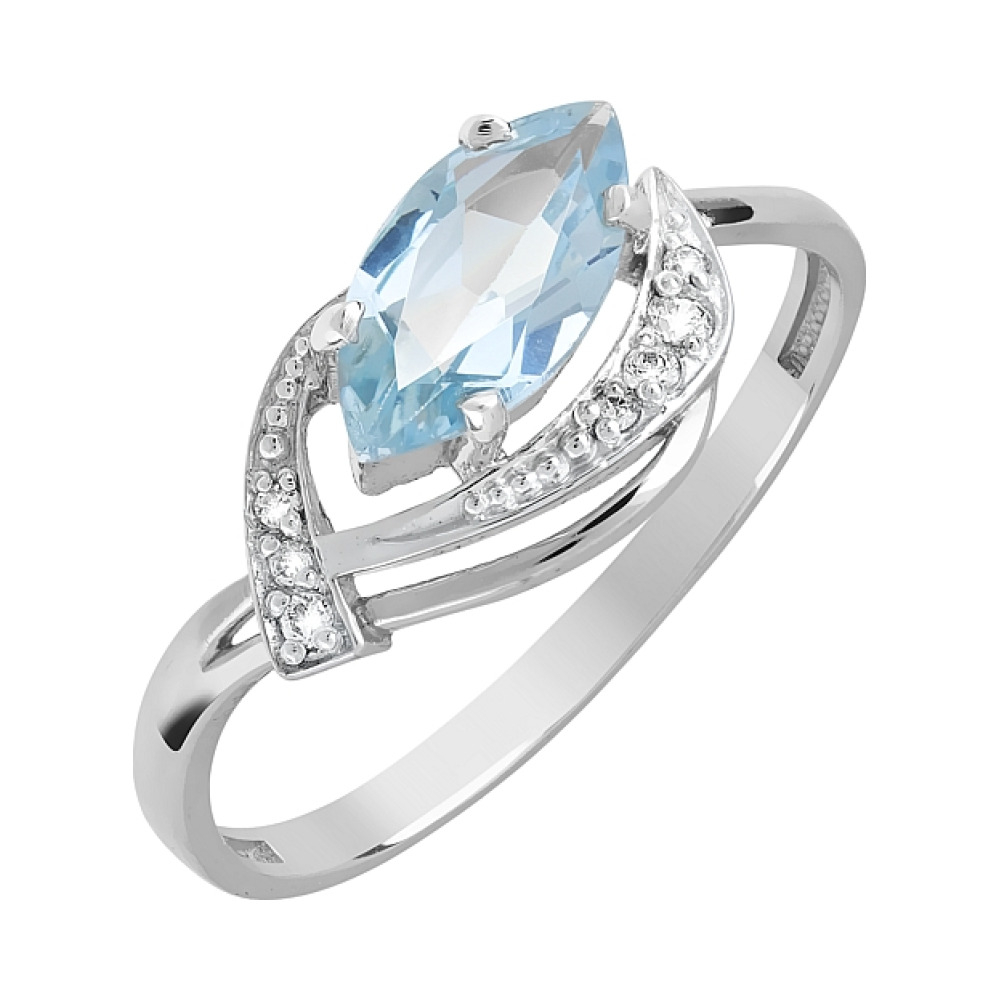 Золотое кольцо с топазом и фианитом № 120719