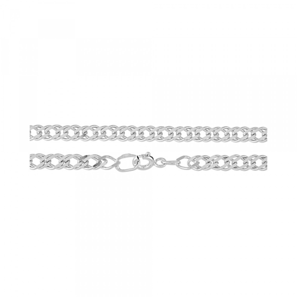 Серебряная цепь ромб двойной граненый родированная № 126471