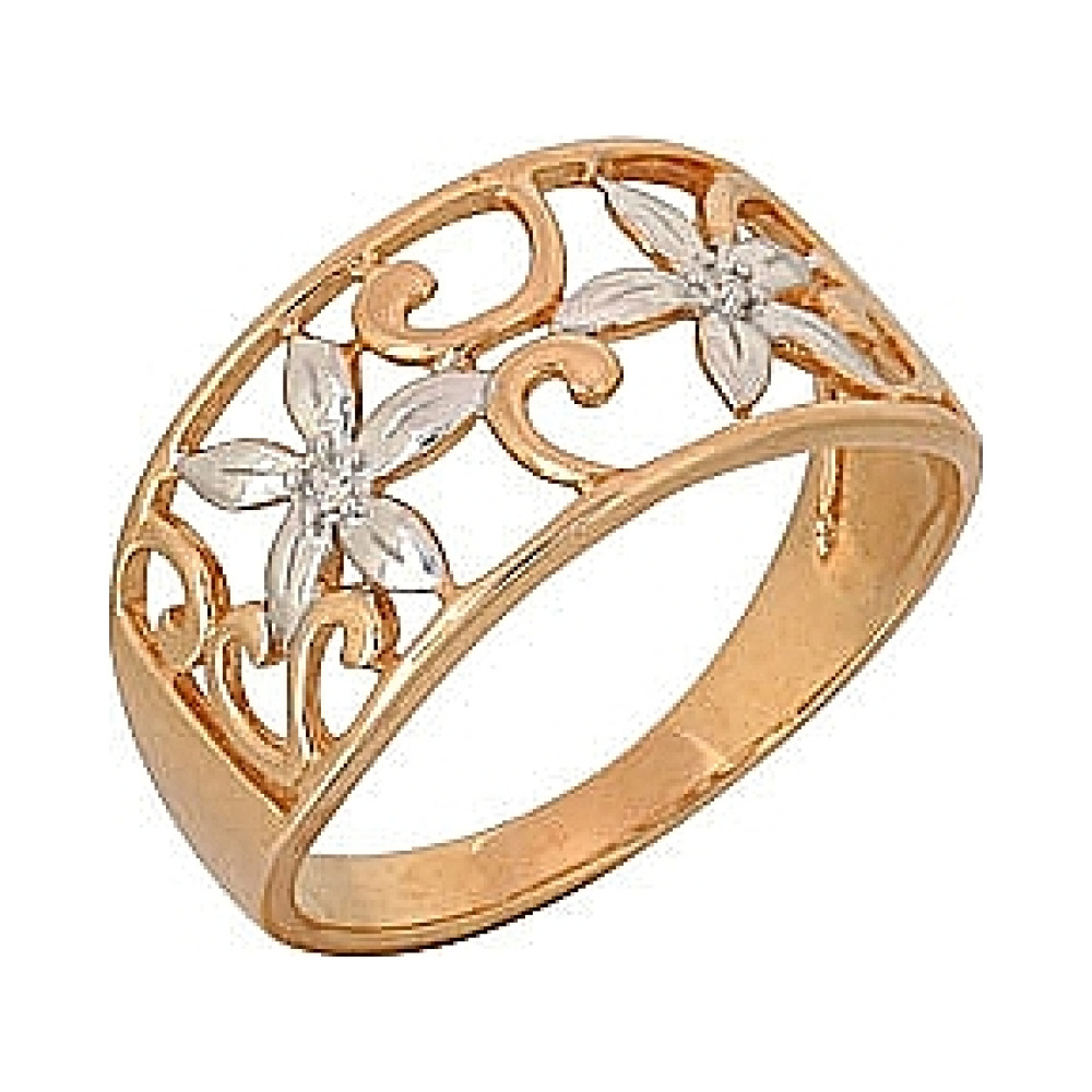 Золотое кольцо с бриллиантом № 69011