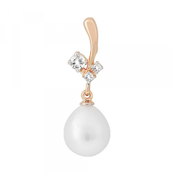 Золотая подвеска с жемчугом и фианитом № 96149