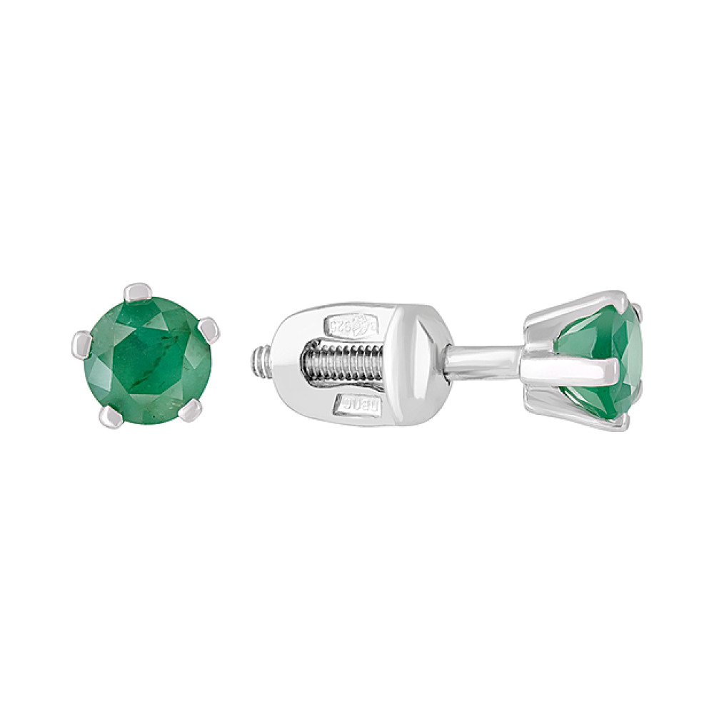 Пуссеты с изумрудом № 126018