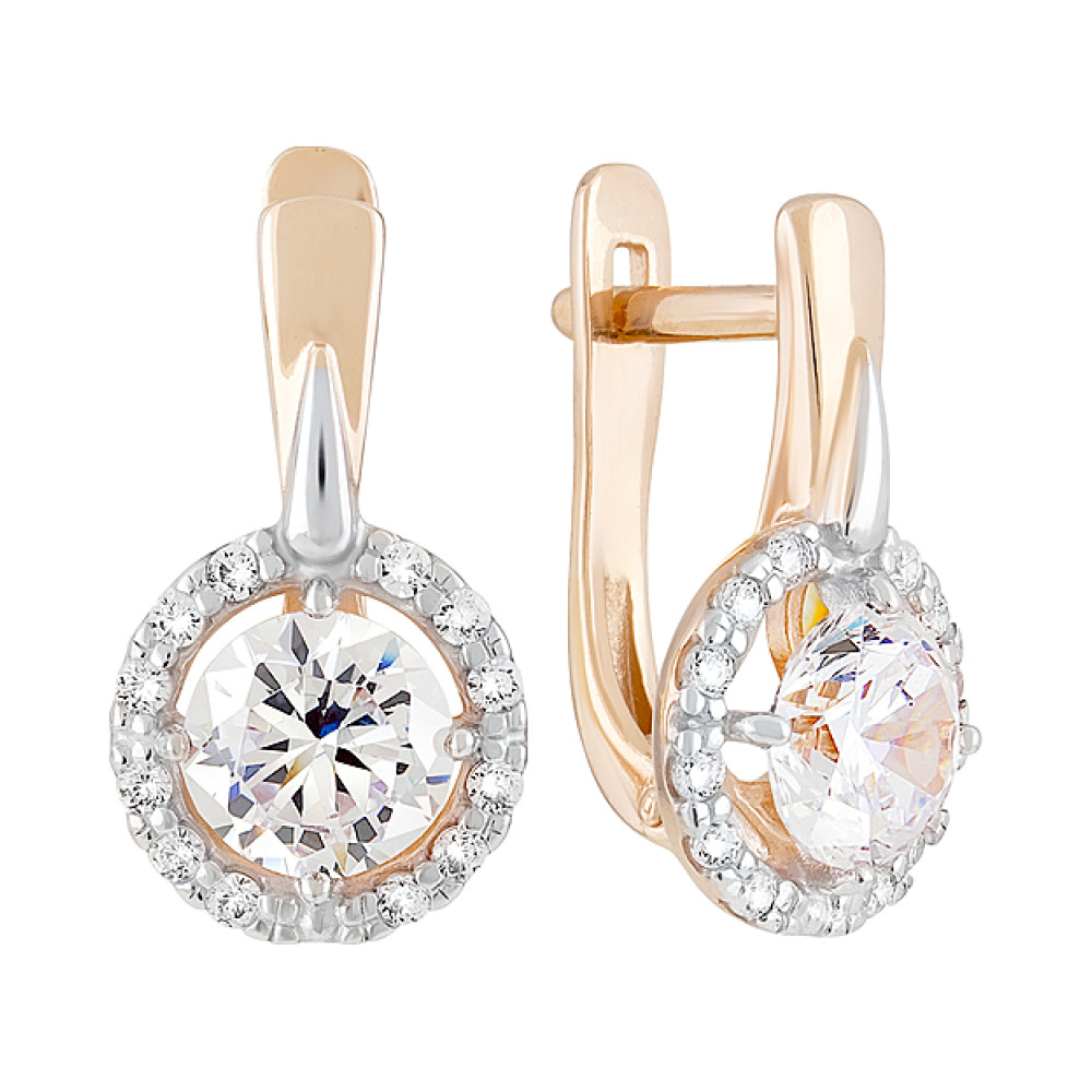 Золотые серьги с фианитами № 128369