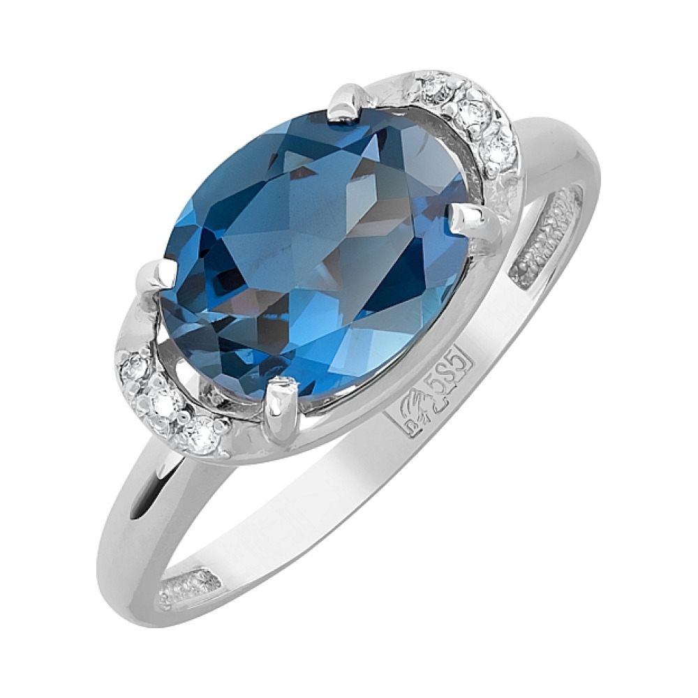 Золотое кольцо с топазом и фианитом № 120313