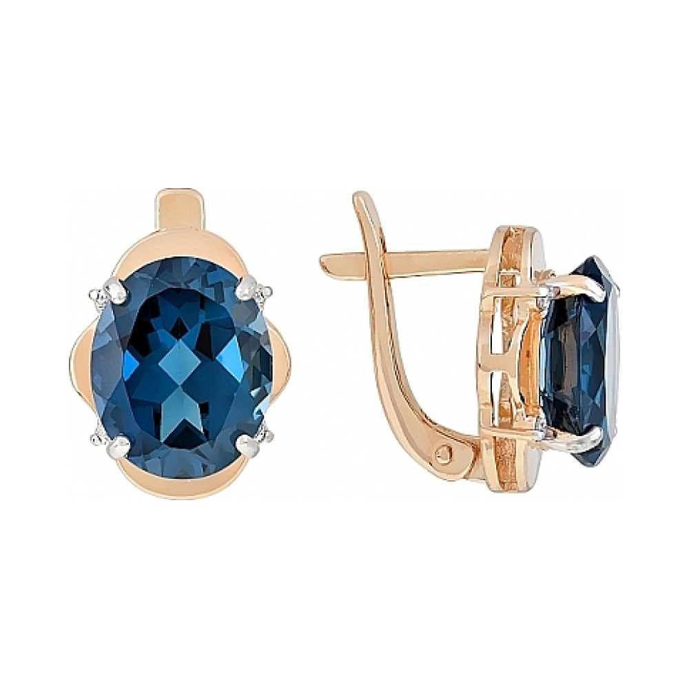 Золотые серьги с топазом и фианитом № 113905