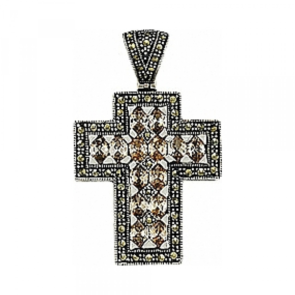 Серебряная подвеска с фианитом и марказитом № 80854