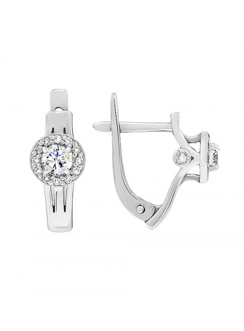 Золотые серьги с бриллиантом № 110125