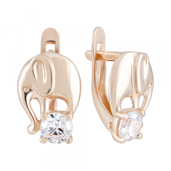 Золотые серьги с фианитом № 124331