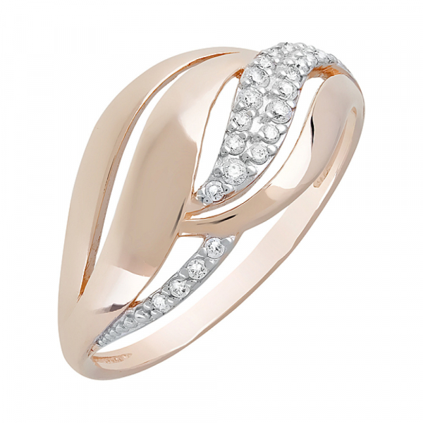 Золотое кольцо с фианитами № 122310