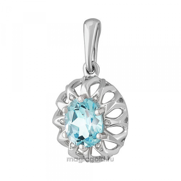 Серебряная подвеска с топазом и фианитом № 130177