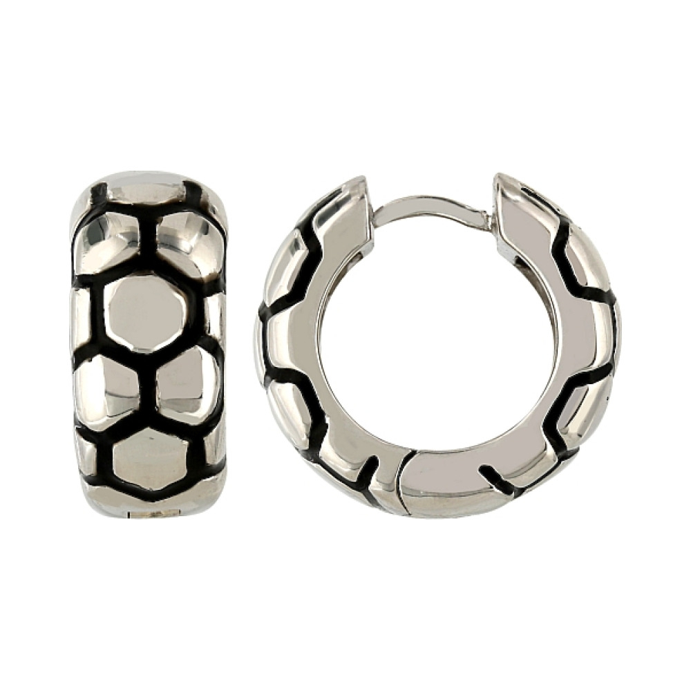 Серебряные серьги с каучуком № 106681