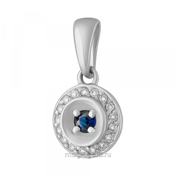 Золотая подвеска с бриллиантом и сапфиром № 160650