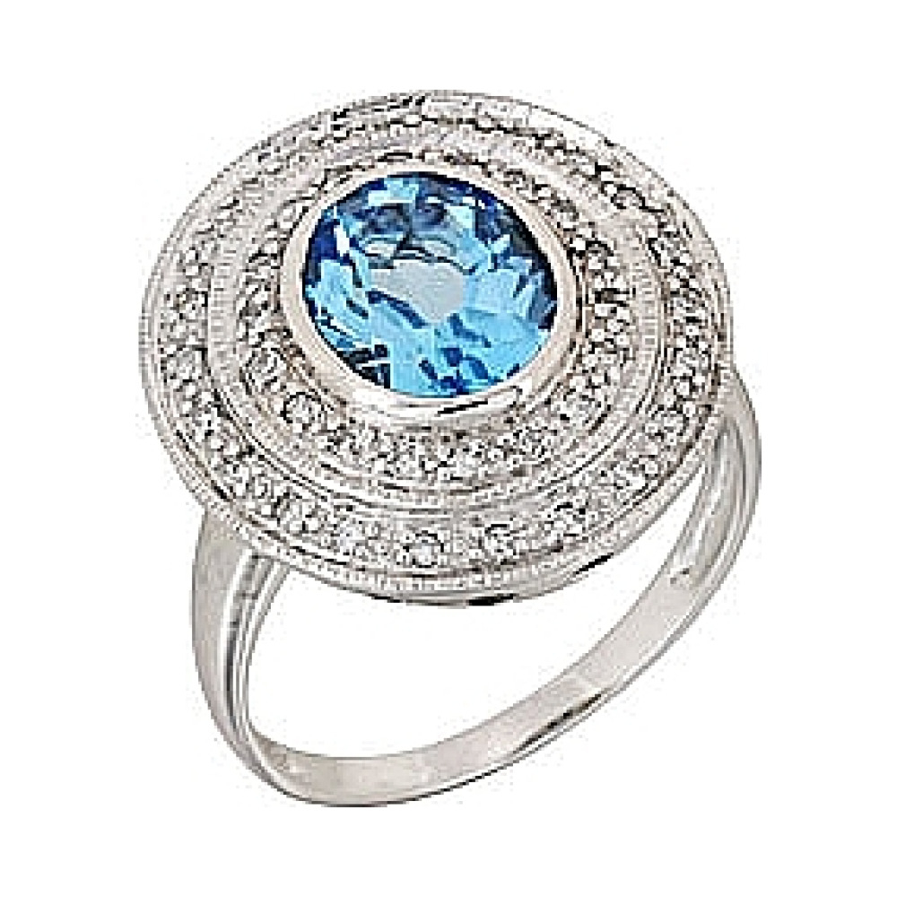 Золотое кольцо с бриллиантом и топазом № 68768