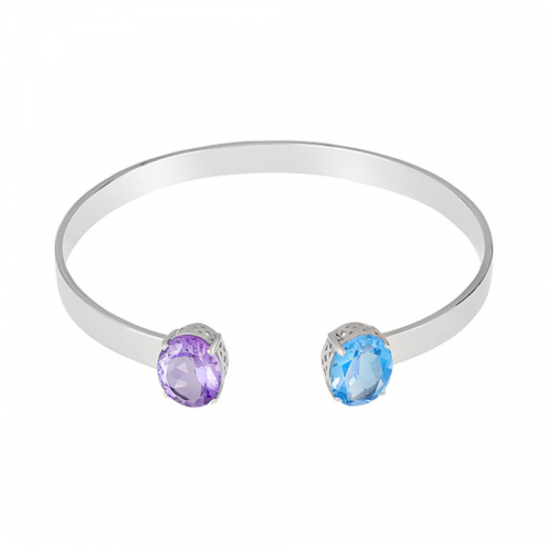 Серебряный браслет с полудраг. вставками № 127645