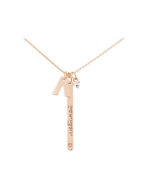 Золотое колье с фианитом № 124348