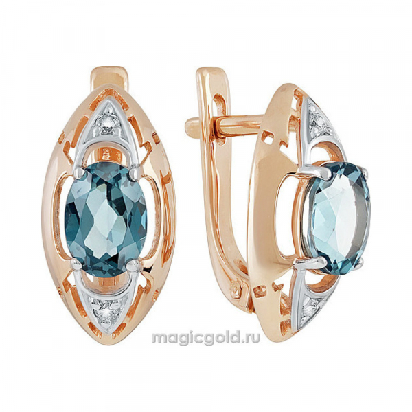 Золотые серьги с топазом и фианитом № 139092