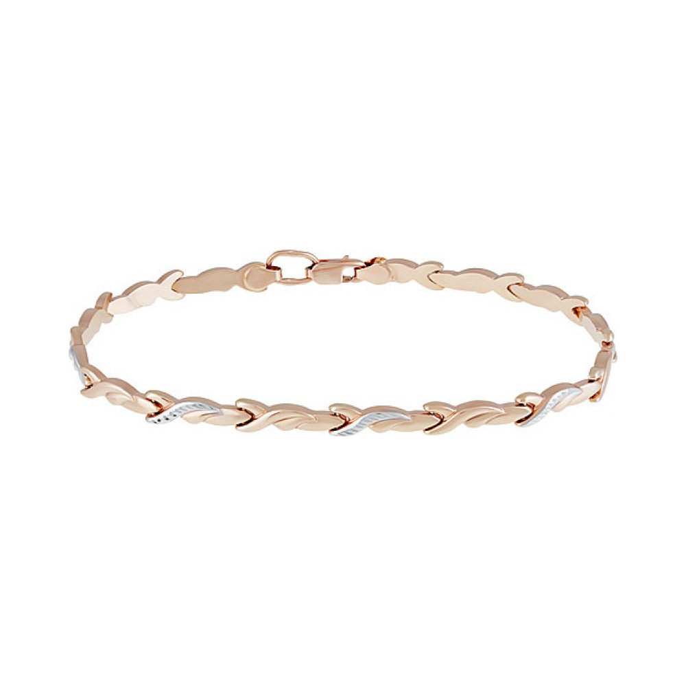 Золотой браслет без камня с алмазкой № 136850