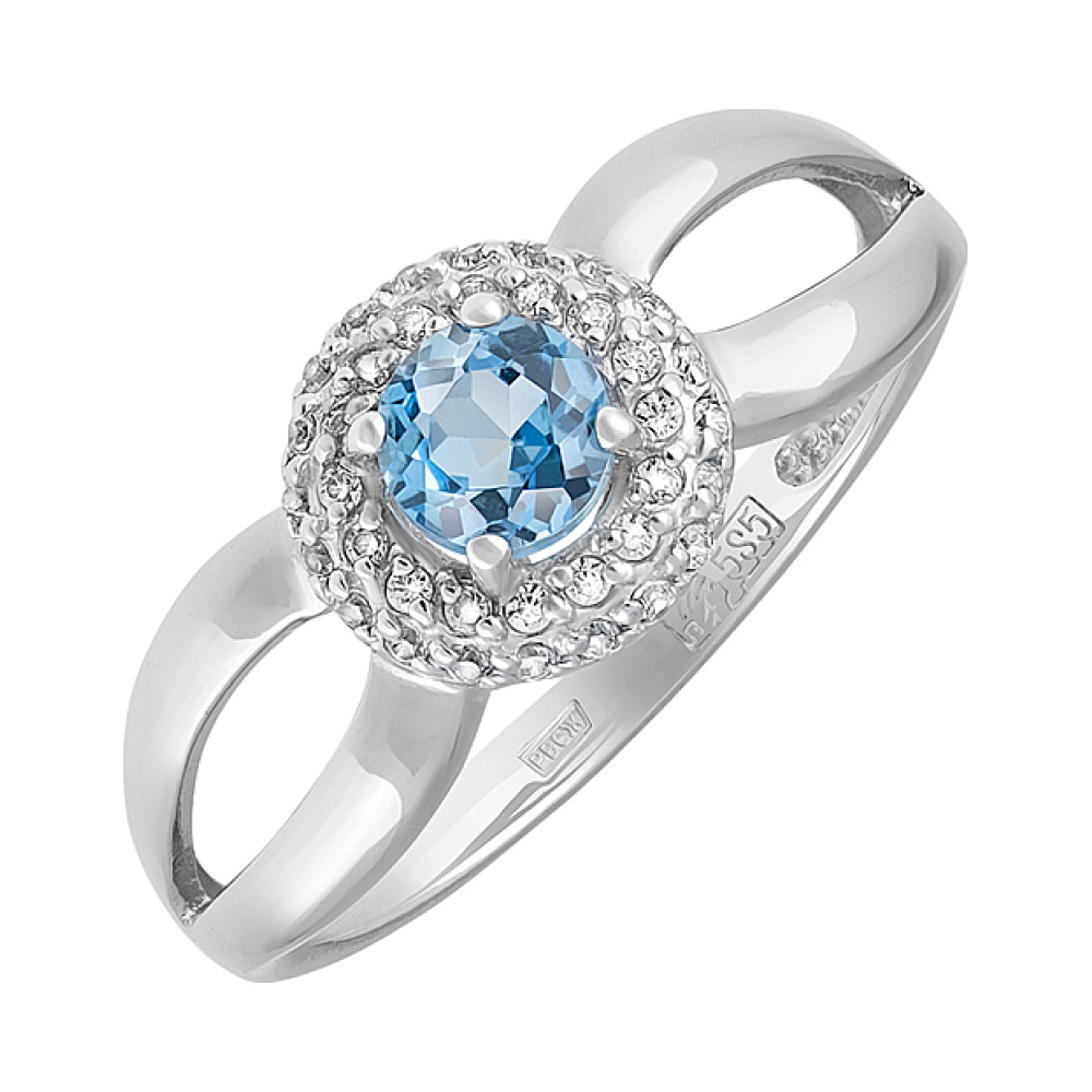 Золотое кольцо с топазом и фианитом № 128456