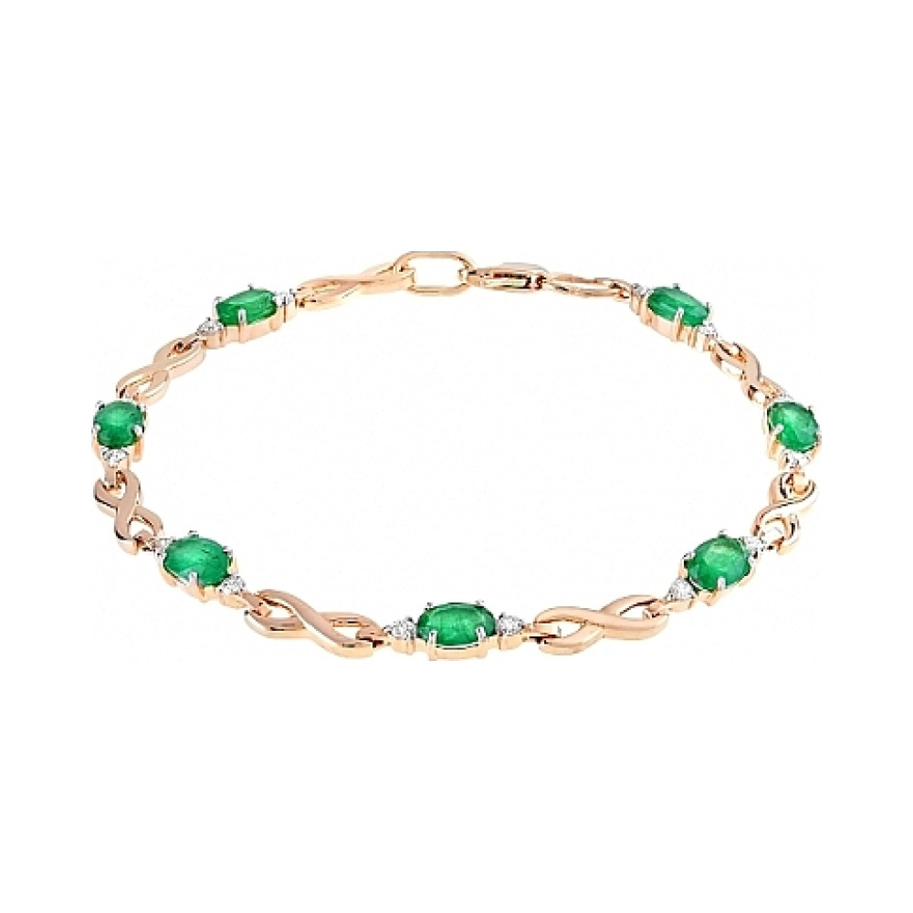 Золотой браслет с бриллиантом и изумрудом № 109535