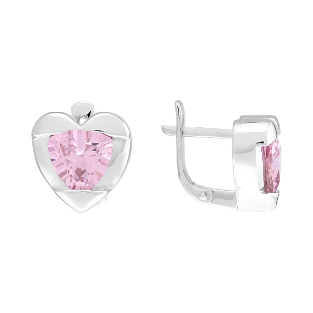 Серебряные серьги с фианитом № 108399